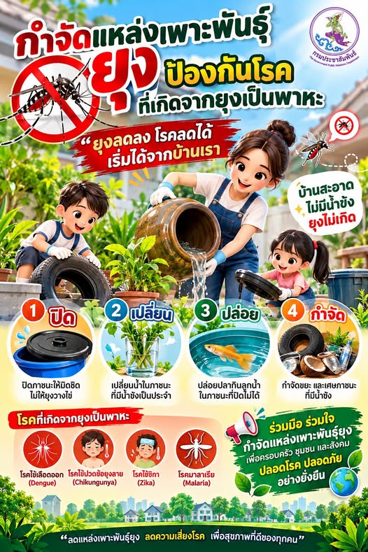 🦟🚫 &ldquo;กำจัดแหล่งเพาะพันธุ์ยุง ป้องกันโรค เริ่มต้นได้ที่บ้านเรา&rdquo; 🏡💚